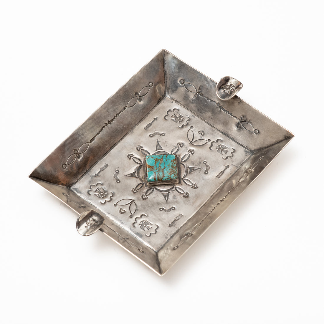 Red Rabbit Trading Co. Sterling Silver Ashtray W/Turquoise