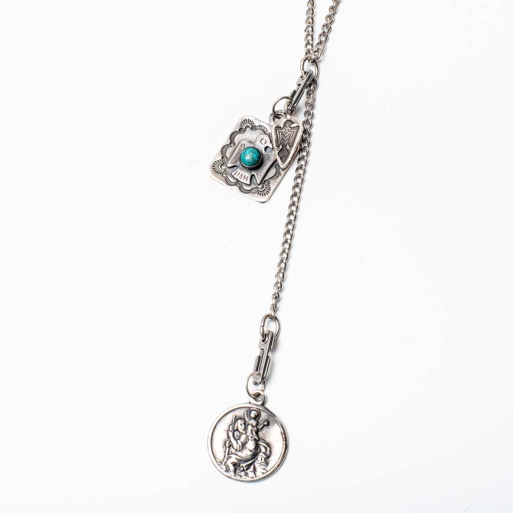Red Rabbit Trading Co. Dog Tag Chain Travelers/Teardrop Thunderbird/Turquoise Dog Tag Charm