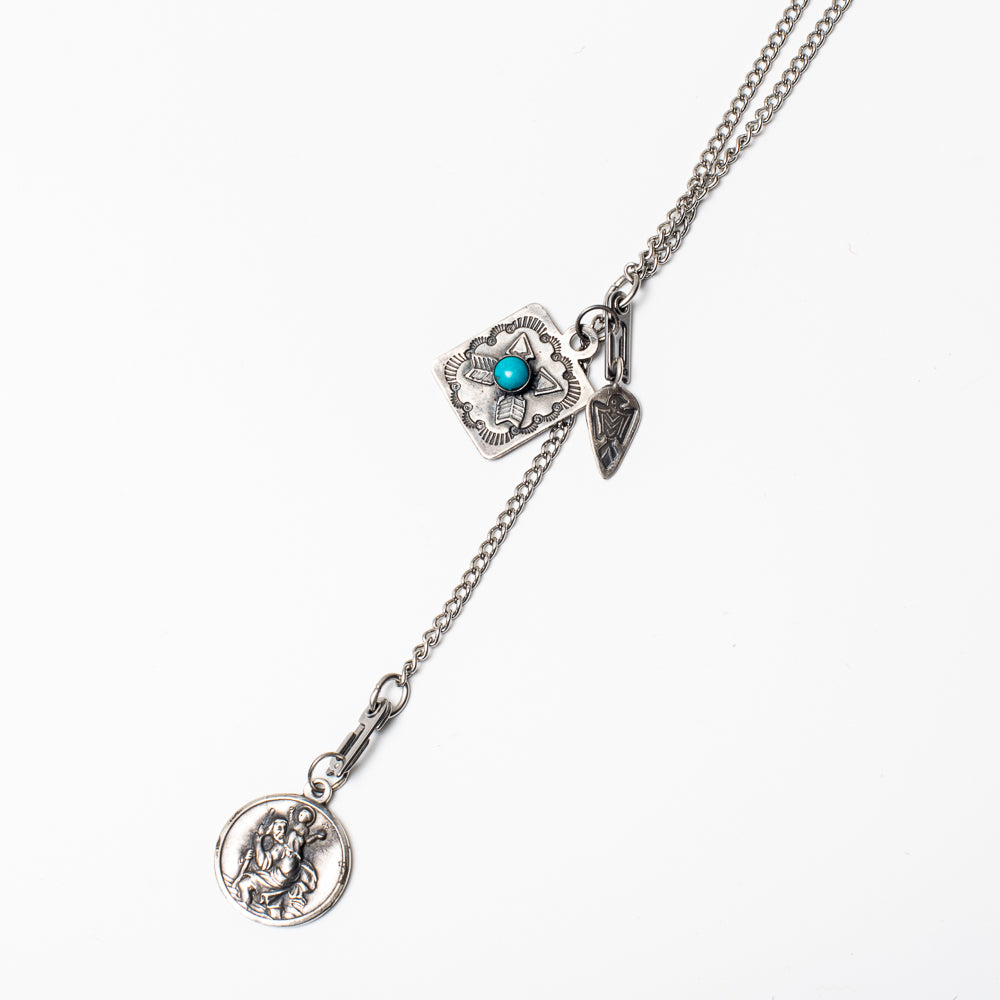 Red Rabbit Trading Co. Dog Tag Chain Travelers/Teardrop Thunderbird/Turquoise Dog Tag Charm