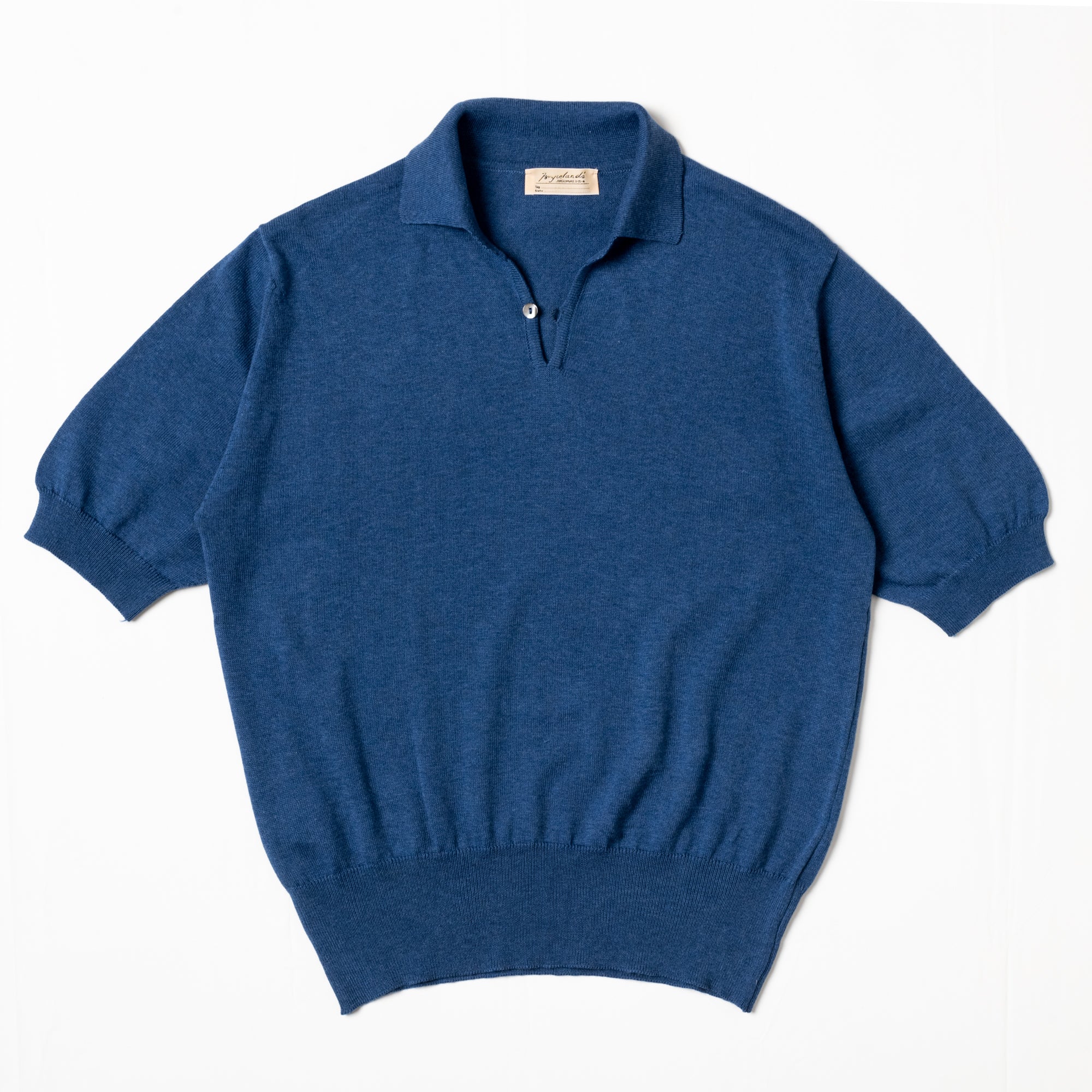 Bryce Navy Ribbed Polo Top