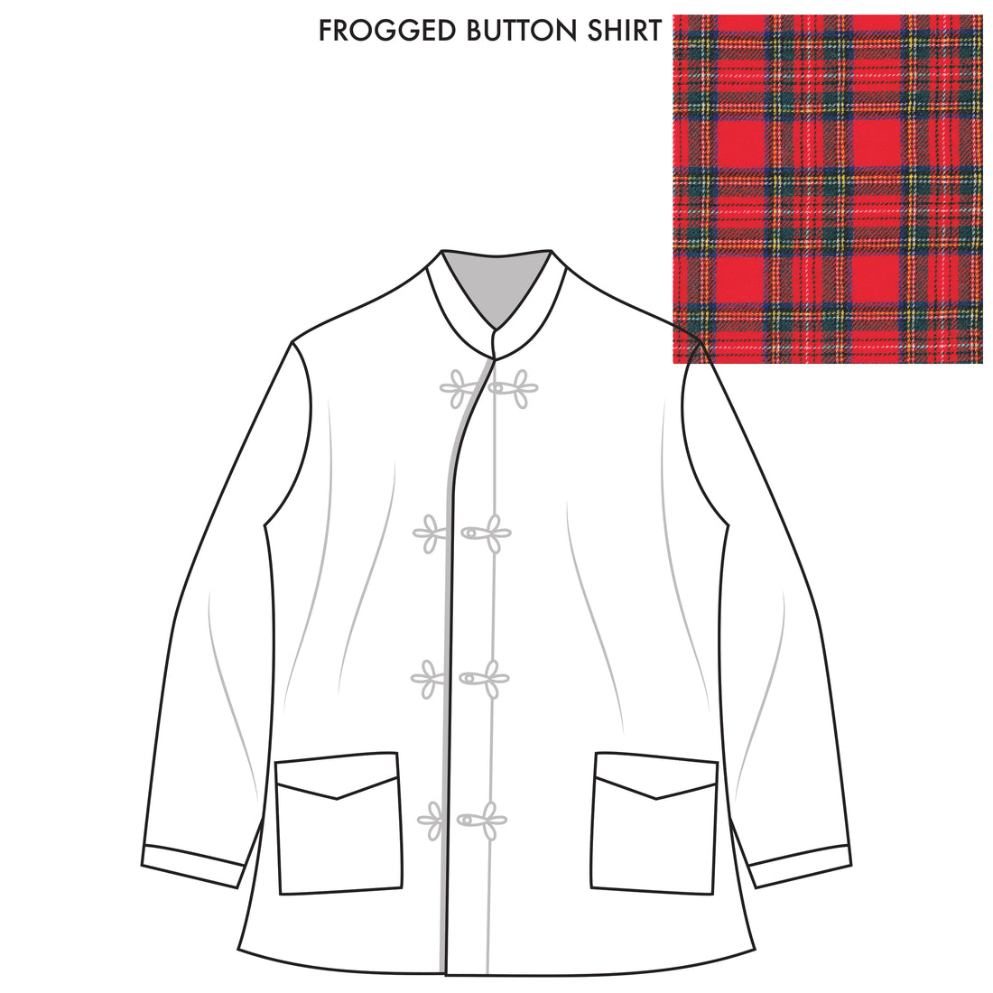 Bryceland’s Frogged Button Shirt Made-to-order Stewart Tartan