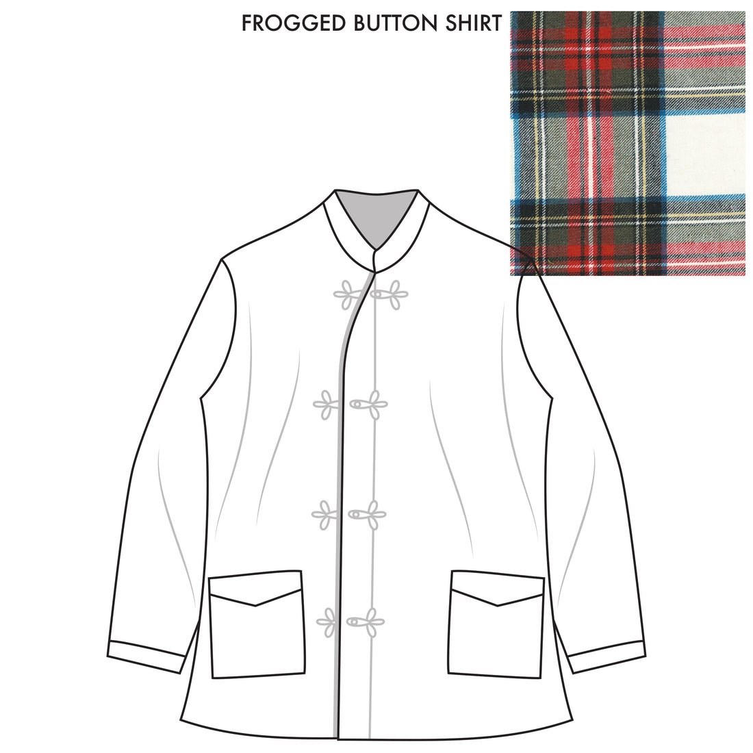 Bryceland’s Frogged Button Shirt Made-to-order Multi Plaid