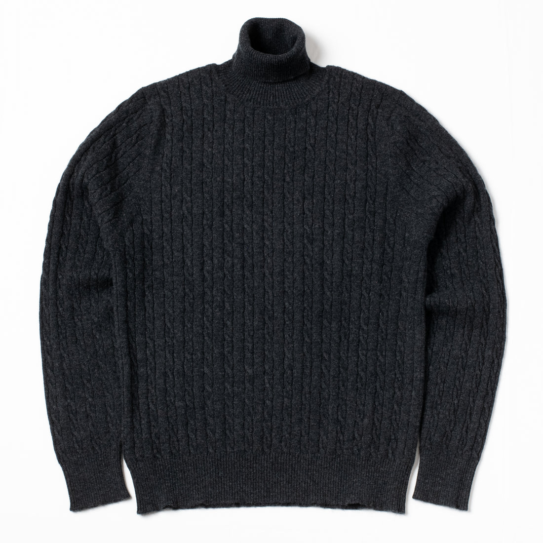 Bryceland's Cable-Knit Rollneck Pullover Charcoal
