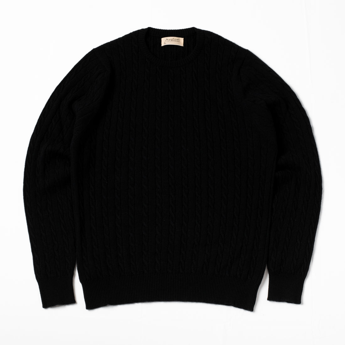 Bryceland's Cable-Knit Crewneck Pullover Black