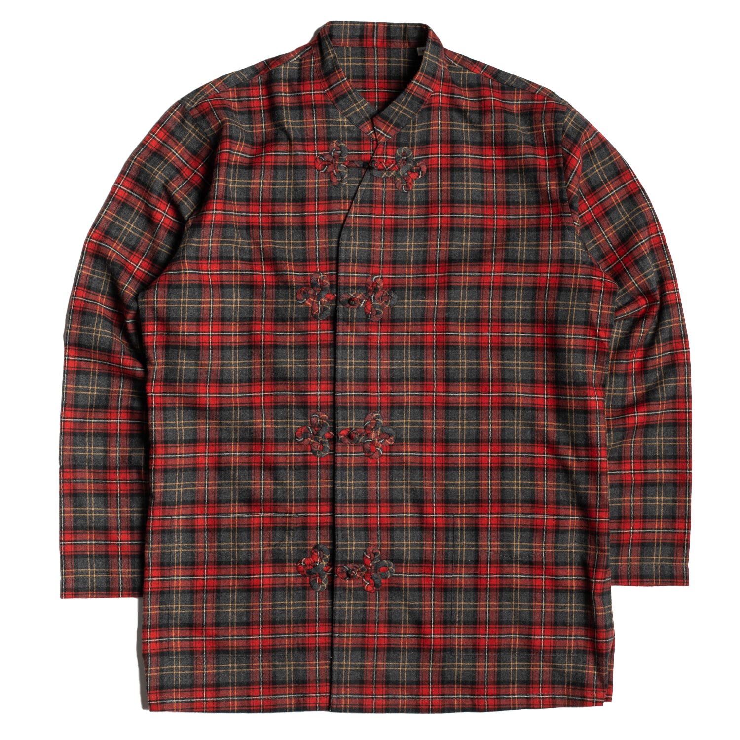 Bryceland s Frogged Button Shirt Red Plaid