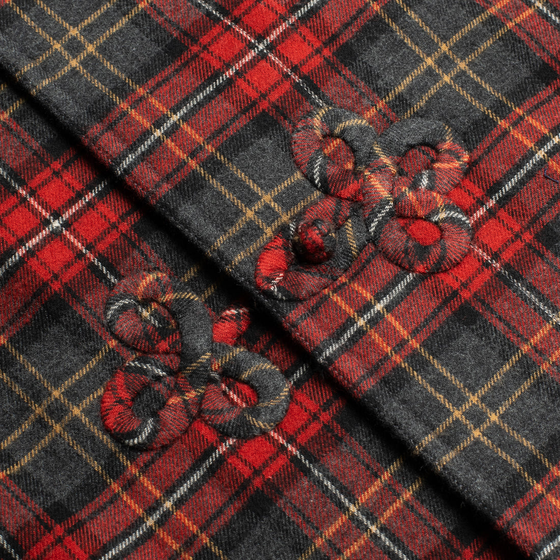 Bryceland's Frogged Button Shirt Red Plaid