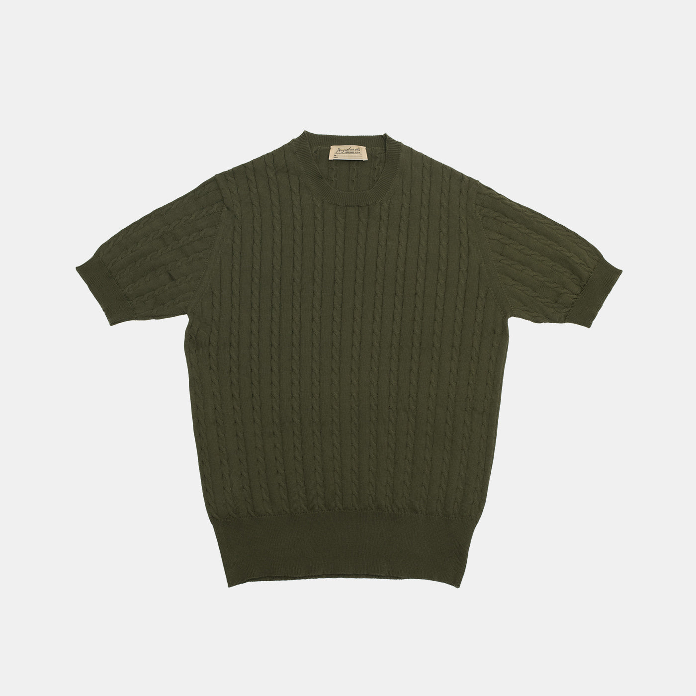 Cotton Short Sleeve ‘Skipper’ Tee Green Cable Knit