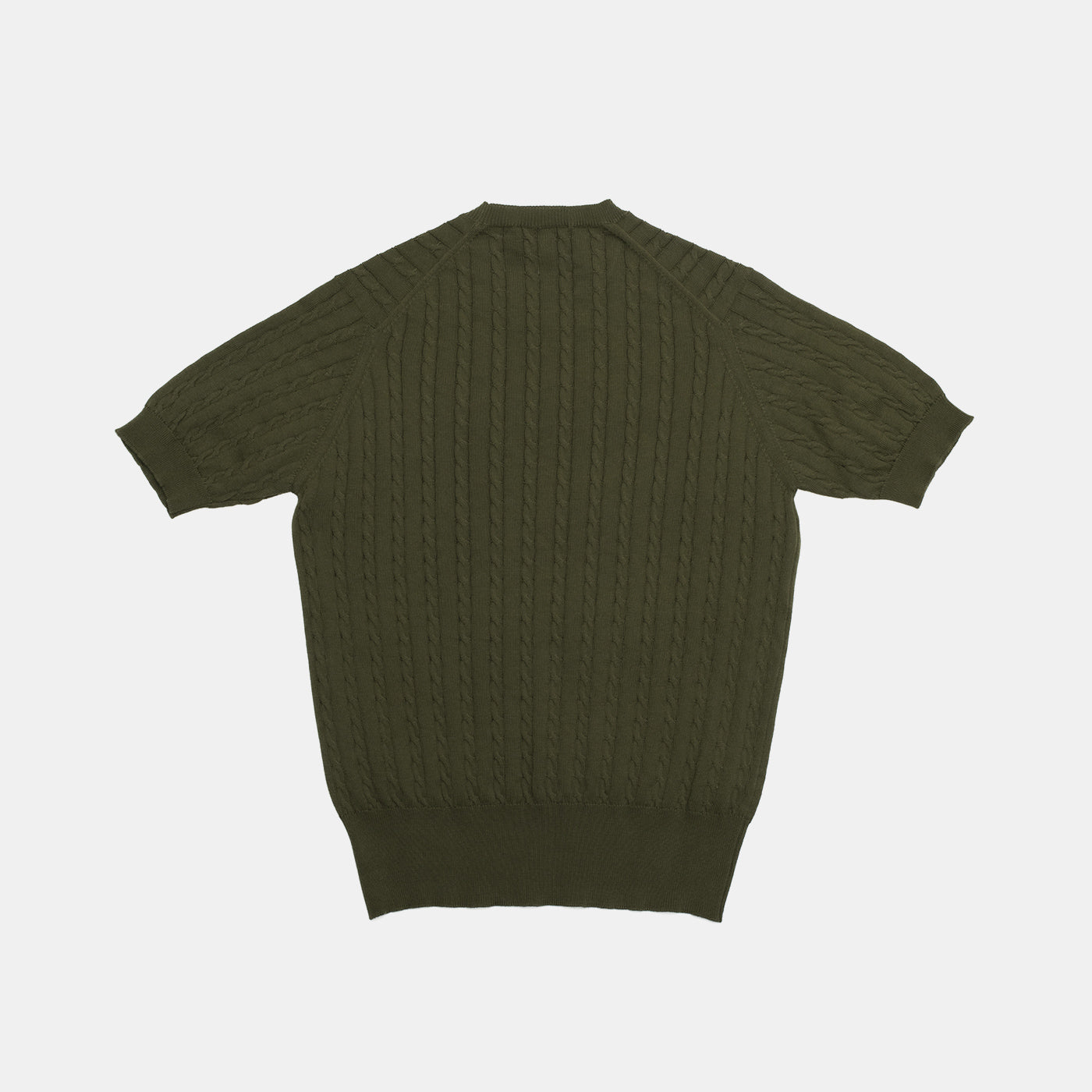 Cotton Short Sleeve ‘Skipper’ Tee Green Cable Knit
