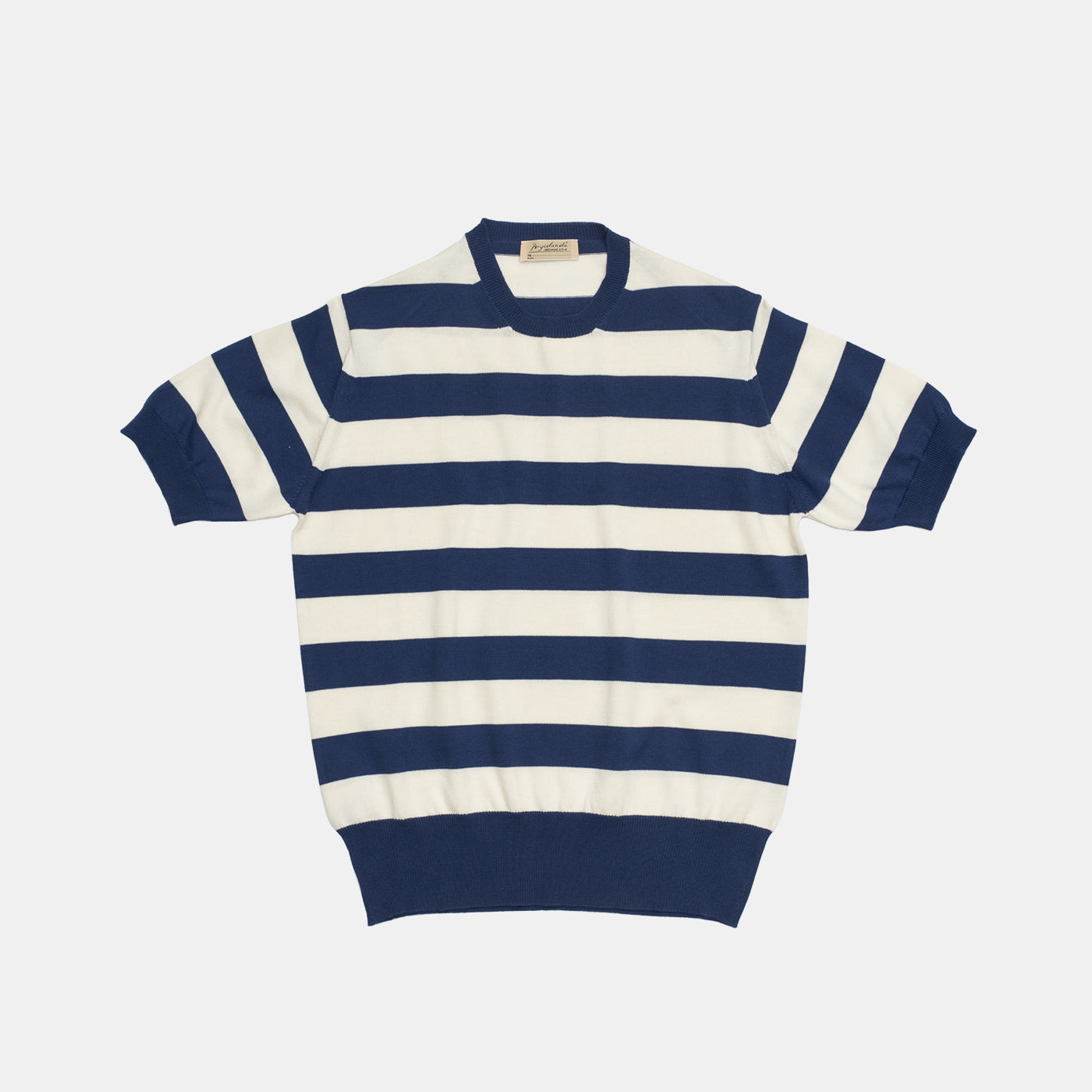 Cotton Short Sleeve ‘Skipper’ Tee Navy Stripe