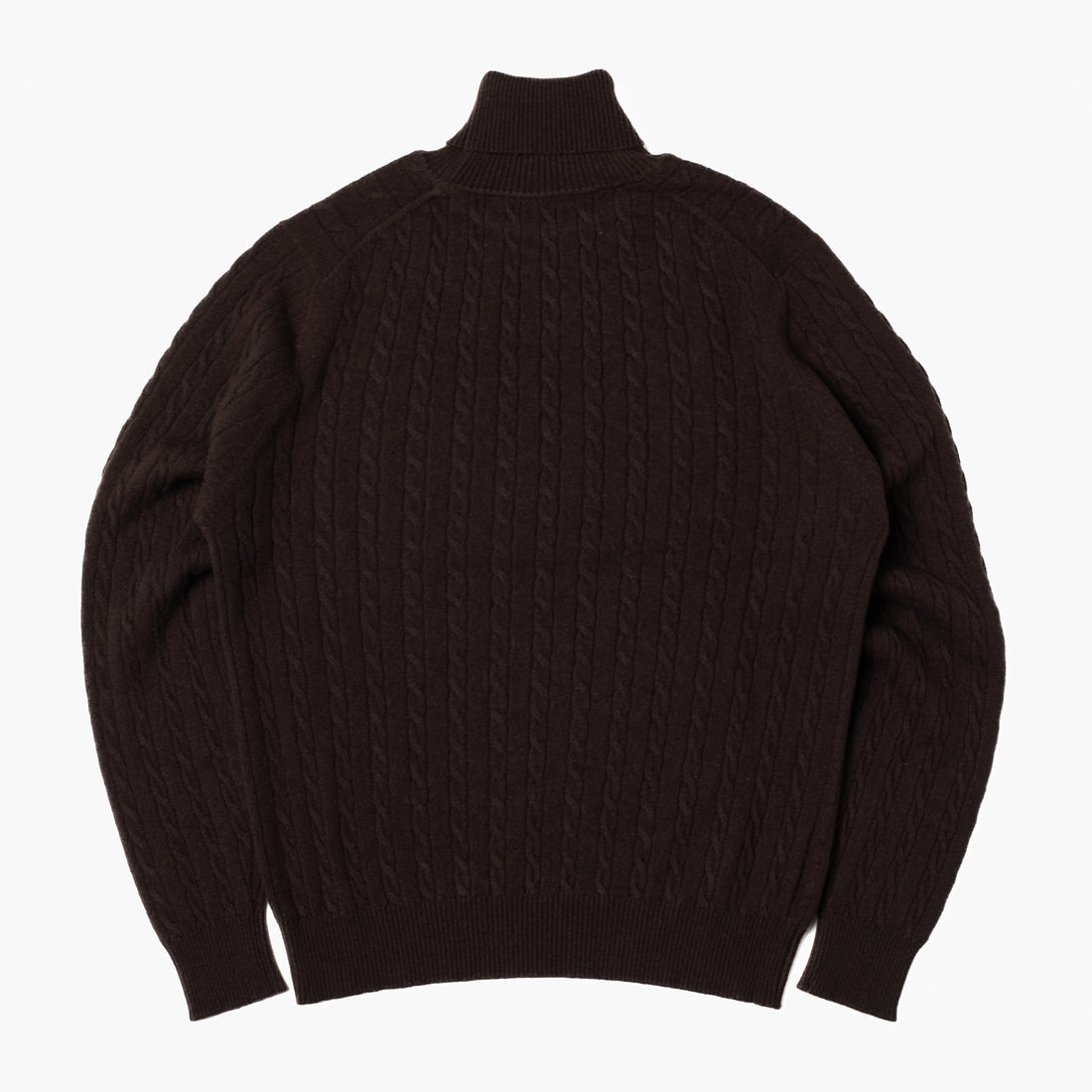 Bryceland's Cable-Knit Rollneck Pullover Dark Brown