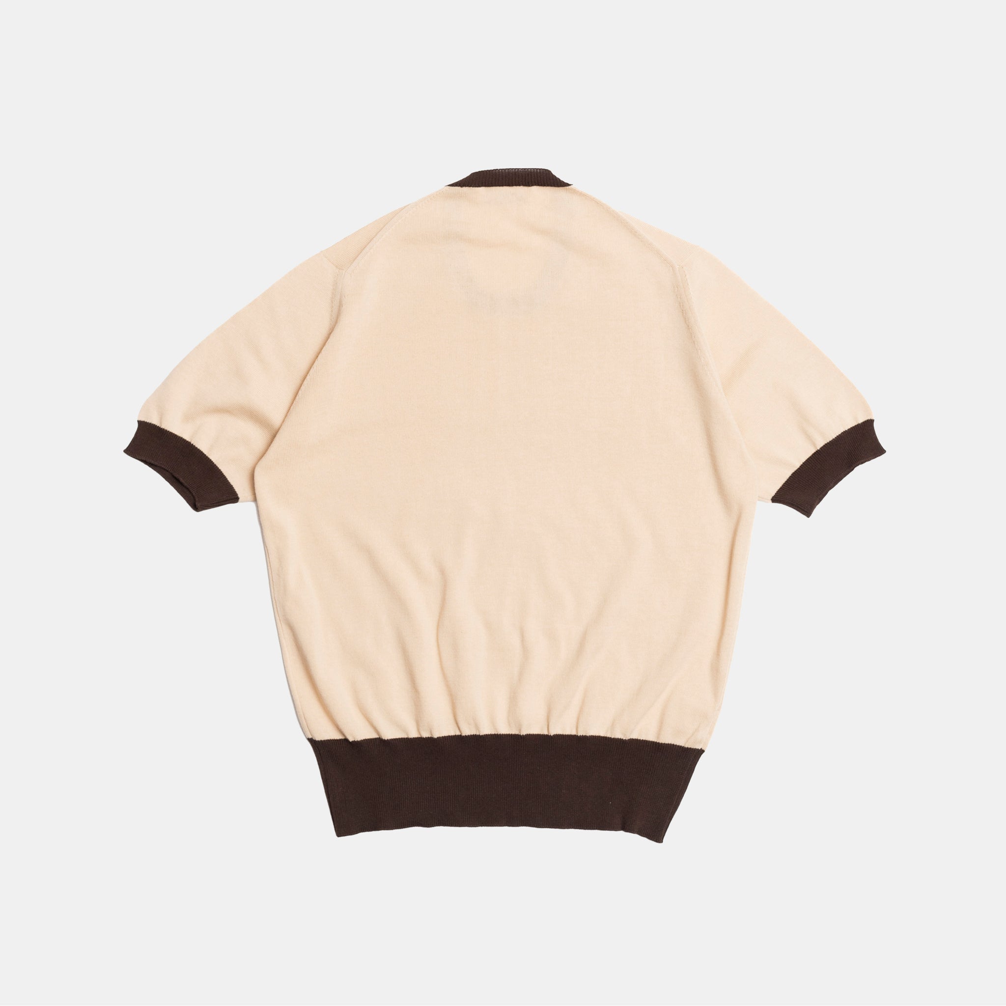 Cotton Short Sleeve ‘Skipper’ Tee Cream/Brown