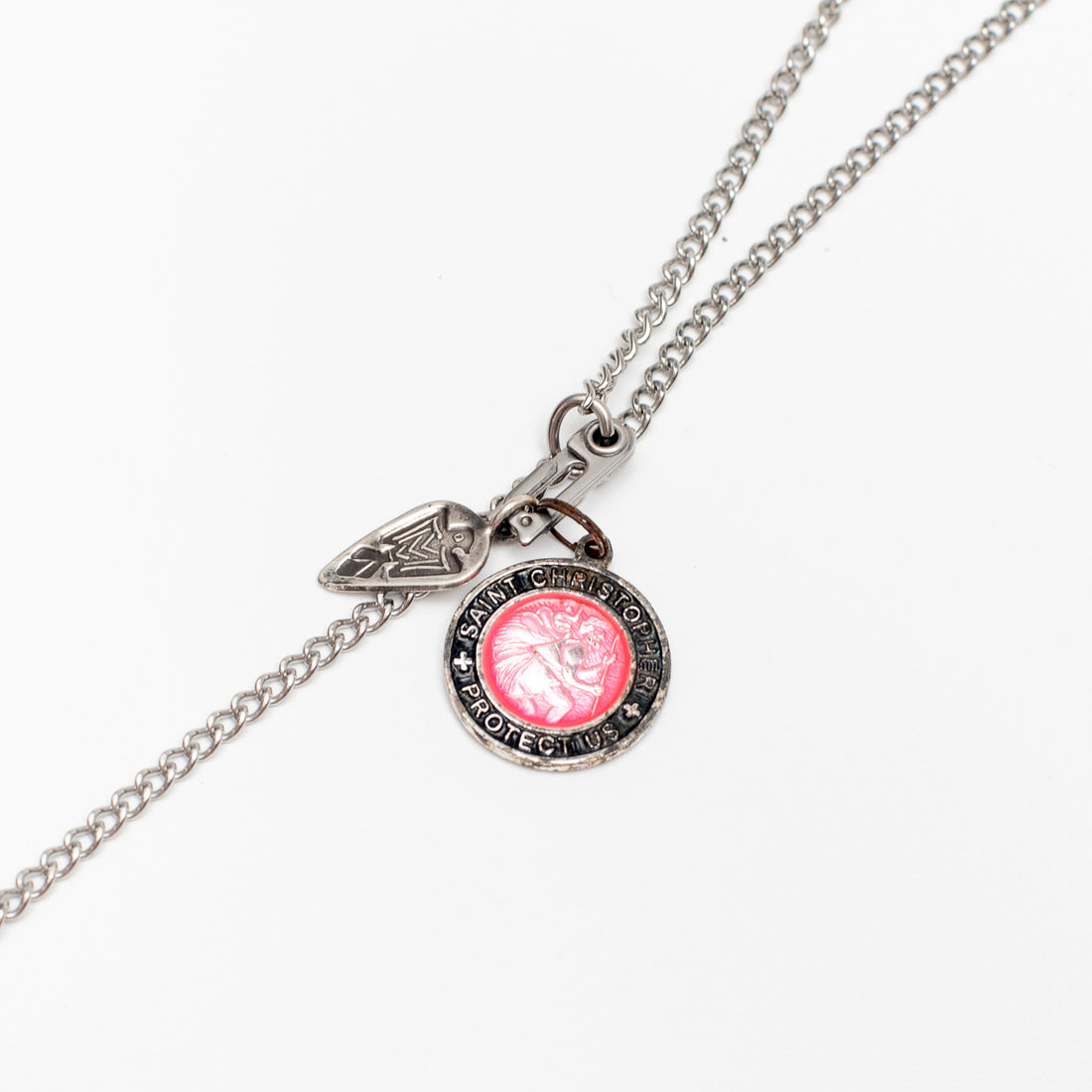 Red Rabbit Trading Co. Dog Tag Chain Pink St. Christopher