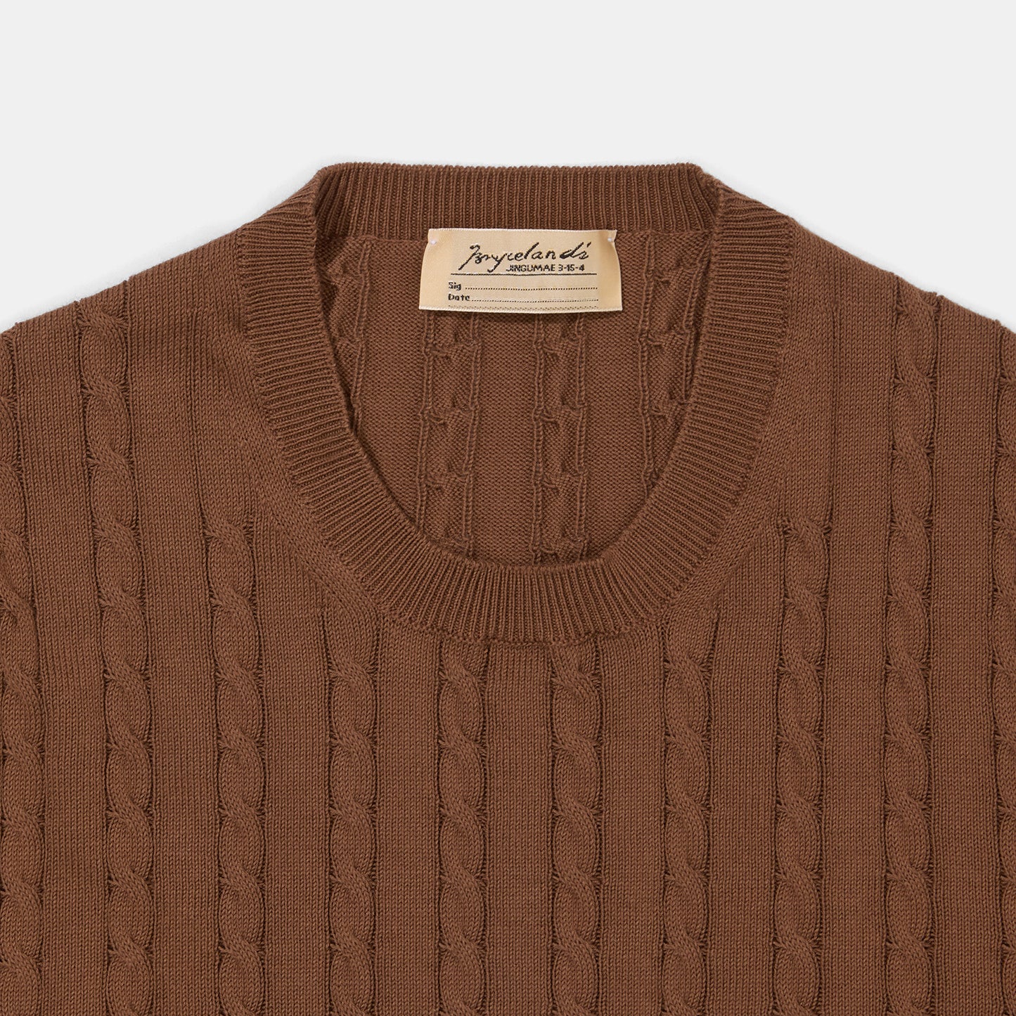 Cotton Short Sleeve 'Skipper' Tee Brown Cable Knit – Bryceland's
