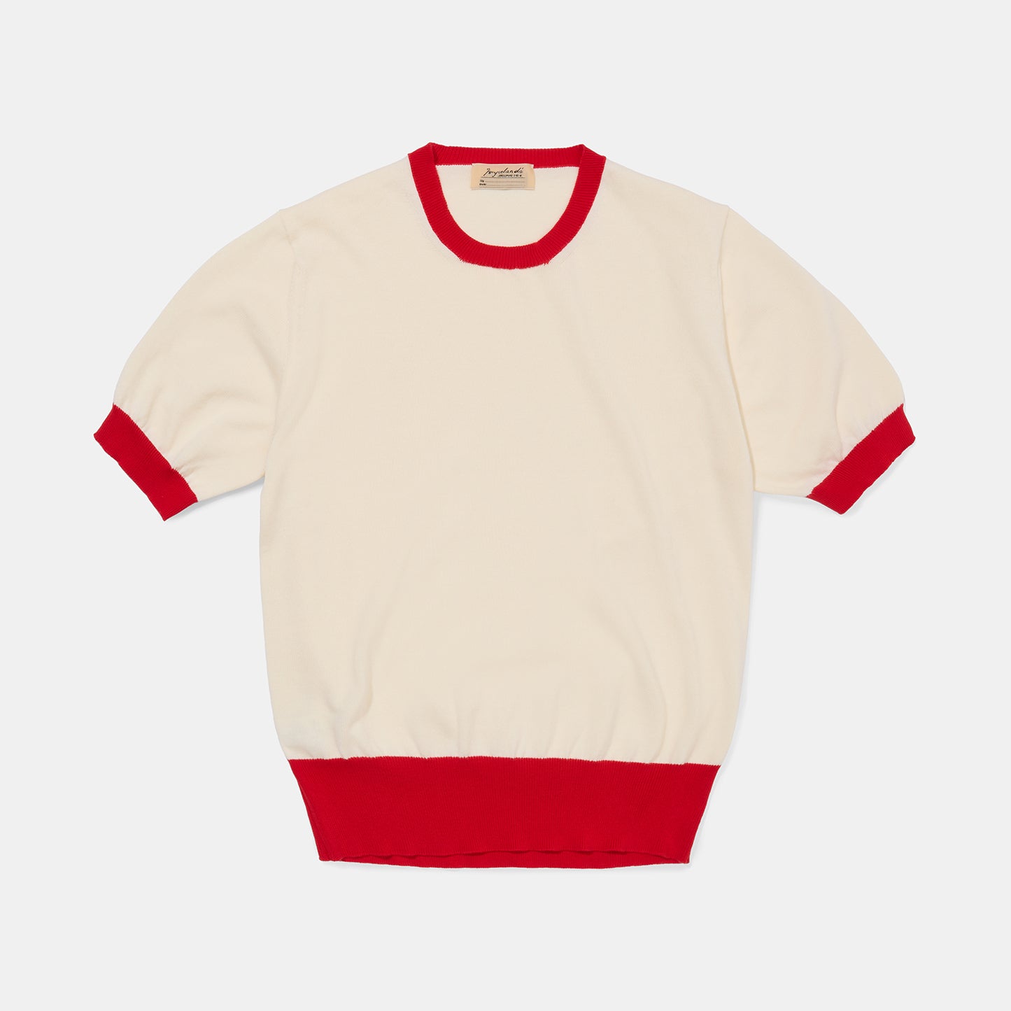Cotton Short Sleeve ‘Skipper’ Tee Cream/Red