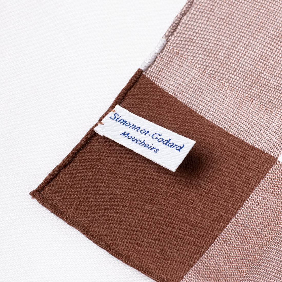 Simonnot Godard Arlequin Handkerchief Marron/White