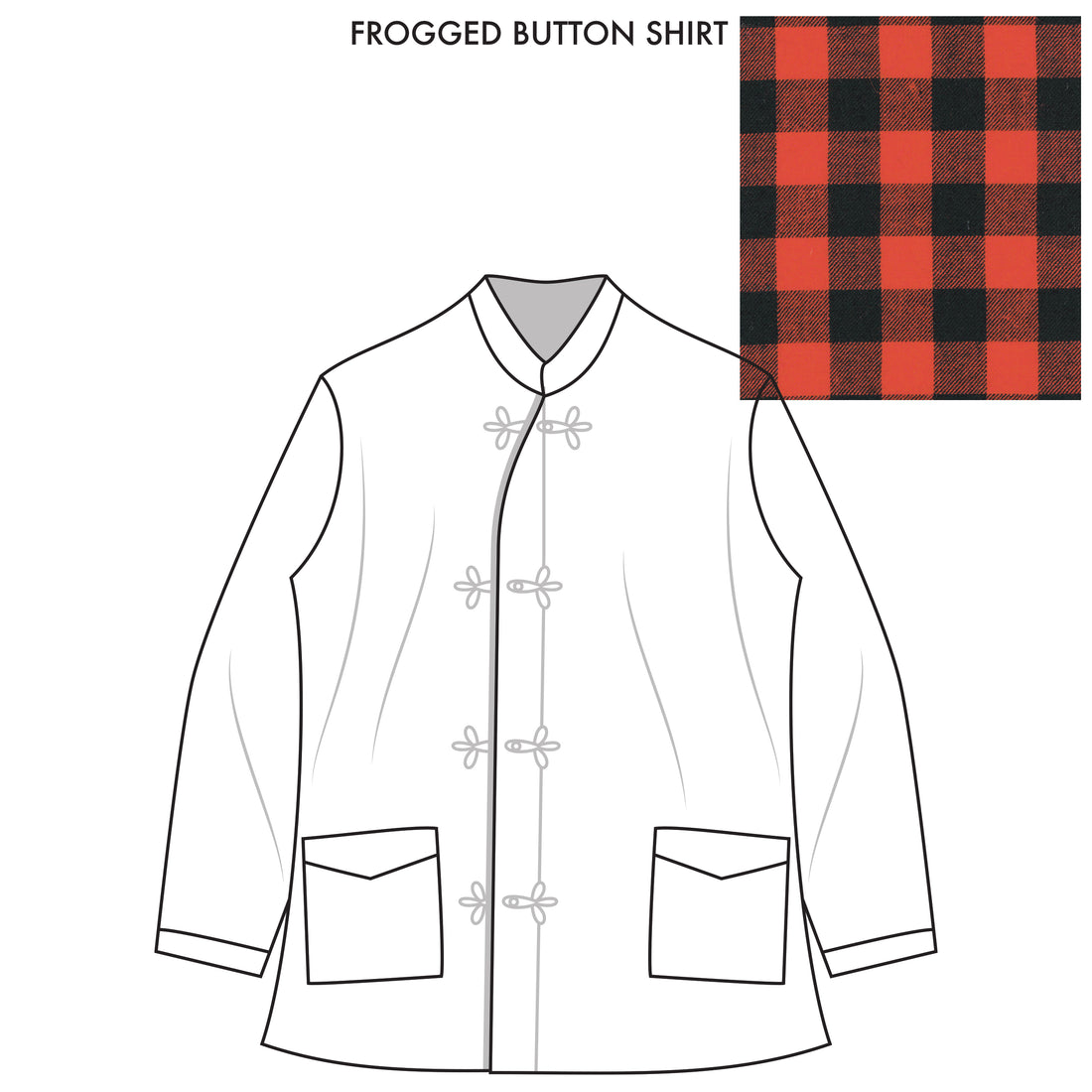 Bryceland’s Frogged Button Shirt Made-to-order Red Check